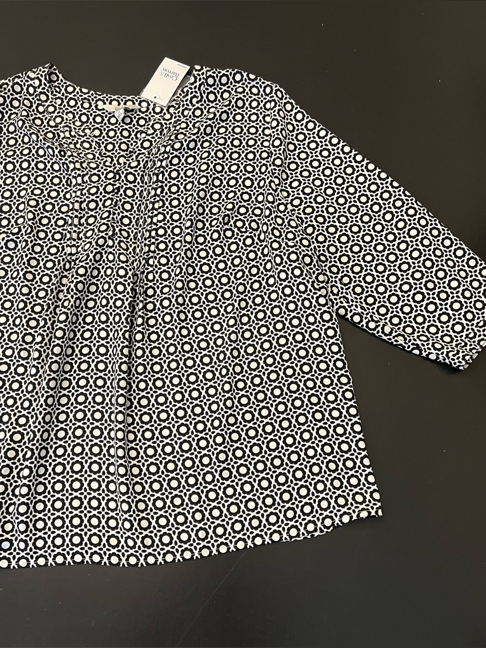 Croft & Barrow NWT White Black Geo Floral Blouse Women’s Plus Sz 2X
